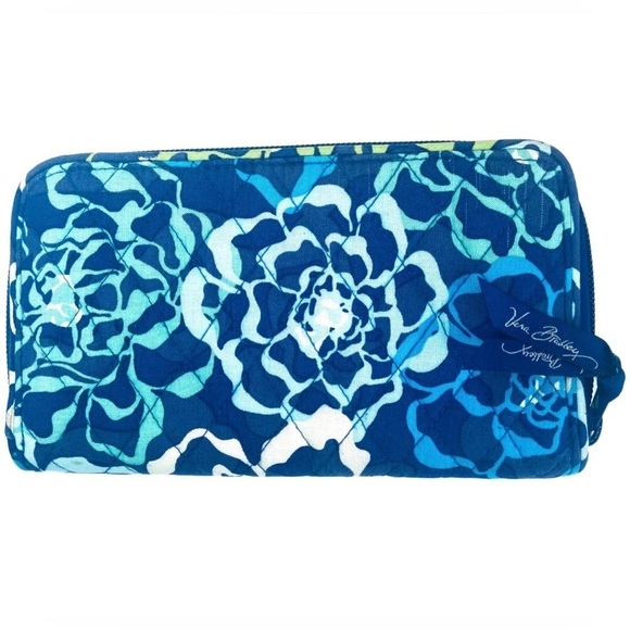 Vera Bradley Wallet Katalina Blues Floral Print Zip Around Accordion Design - Picture 7 of 10
